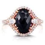 Rose Gold 3 7/8ct TDW Black and White Diamond Vintage Oval Ring - Handcrafted By Name My Rings™