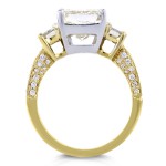Two Tone Gold Certified 5 4/5ct TDW Three Stone Radiant and Emerald Diamond E - Handcrafted By Name My Rings™