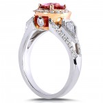 Two-Tone Gold Pink Tourmaline and 3/4 ct TDW Diamond Ring  - Handcrafted By Name My Rings™