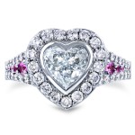 White Gold Certified 1 4/5ct TDW Diamond and Pink Sapphire Heart Shape Halo Ring - Handcrafted By Name My Rings™