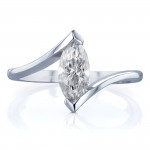 Certified White Gold 1ct Marquise Diamond Chevron Solitaire Engagement Ring - Handcrafted By Name My Rings™