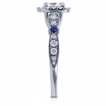 Certified Platinum 1 1/5ct TCW Diamond and Sapphire Vintage Style Halo Engagement Ring - Handcrafted By Name My Rings™