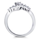Two White Gold 1/2ct TDW Diamond Two-Stone Prong Set Curved Ring - Handcrafted By Name My Rings™