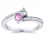 Two White Gold Pink Sapphire and 1/3ct TDW Diamond Two-Stone Ring - Handcrafted By Name My Rings™
