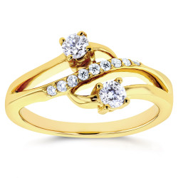 Two Gold 1/3ct TDW Diamond Two-Stone Curved Ring - Handcrafted By Name My Rings™