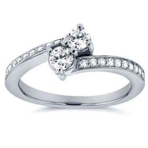 Two Collection White Gold 2/5ct TDW 2-stone Diamond Ring - Handcrafted By Name My Rings™