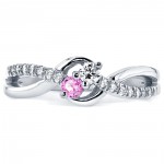 Two Collection White Gold Pink Sapphire and 1/6ct TDW Diamond 2-stone Ring - Handcrafted By Name My Rings™