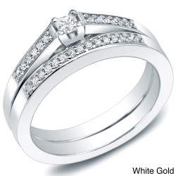 Gold 1/4ct TDW Princess Diamond Bridal Ring Set - Handcrafted By Name My Rings™