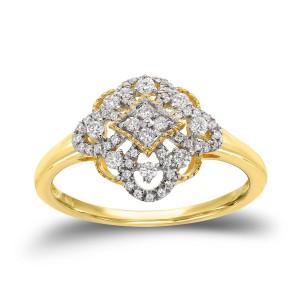 Gold 1/4ct TDW Vintage Inspired Edwardian Era Diamond Ring - Handcrafted By Name My Rings™