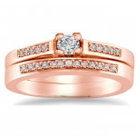 Rose Gold 1/4ct TDW Round Diamond Bridal Ring Set - Handcrafted By Name My Rings™