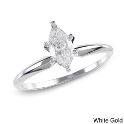Gold 1ct TDW Marquise 6-Prong Diamond Ring - Handcrafted By Name My Rings™
