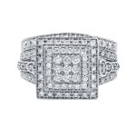 3/5ct TDW Round Diamond Cluster Bridal Ring Set - Handcrafted By Name My Rings™