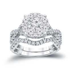 1 1/5ct TDW Cluster Diamond Braided Bridal Ring Set - Handcrafted By Name My Rings™