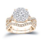 1 1/5ct TDW Cluster Diamond Braided Bridal Ring Set - Handcrafted By Name My Rings™