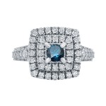 1 2/5ct TDW Round Blue Diamond Cluster Engagement Ring - Handcrafted By Name My Rings™
