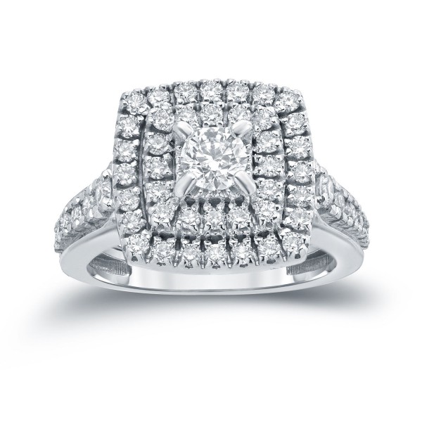 1 2/5ct TDW Round Diamond Cluster Engagement Ring - Handcrafted By Name My Rings™