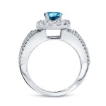 1 3/5ct TDW Round Blue Diamond Cluster Bridal Ring Set - Handcrafted By Name My Rings™