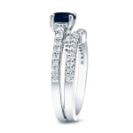 1/2ct Blue Sapphire and 1/2ct TW Round Diamonds Engagement Ring - Handcrafted By Name My Rings™