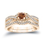 1/2ct TDW Brown Diamond Braided Bridal Ring Set - Handcrafted By Name My Rings™