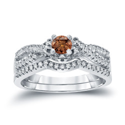 1/2ct TDW Brown Diamond Braided Bridal Ring Set - Handcrafted By Name My Rings™