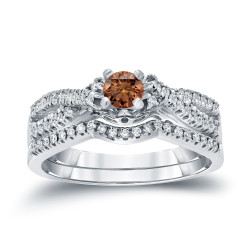 1/2ct TDW Brown Diamond Braided Bridal Ring Set - Handcrafted By Name My Rings™