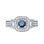 1/2ct TDW Halo Blue Diamond Engagement Ring - Handcrafted By Name My Rings™