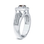 1/2ct TDW Halo Brown Diamond Engagement Ring - Handcrafted By Name My Rings™