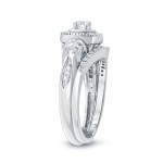 1/2ct TDW Halo Diamond Bridal Ring Set - Handcrafted By Name My Rings™
