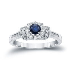 1/4ct Blue Sapphire and 1/4ct TDW Diamond Bridal Ring Set - Handcrafted By Name My Rings™