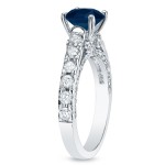 1ct Blue Sapphire and 3/4ct TDW Round Diamonds Engagement Ring - Handcrafted By Name My Rings™