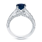 1ct Blue Sapphire and 3/4ct TDW Round Diamonds Engagement Ring - Handcrafted By Name My Rings™