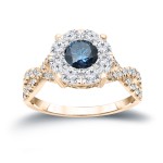 1ct TDW Blue Cluster Diamond Braided Engagement Ring - Handcrafted By Name My Rings™