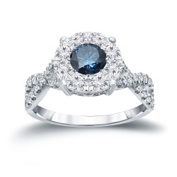 1ct TDW Blue Cluster Diamond Braided Engagement Ring - Handcrafted By Name My Rings™