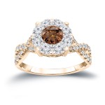 1ct TDW Brown Cluster Diamond Braided Engagement Ring - Handcrafted By Name My Rings™