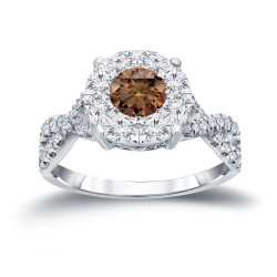 1ct TDW Brown Cluster Diamond Braided Engagement Ring - Handcrafted By Name My Rings™