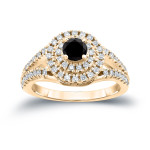 1ct TDW Round Black Diamond Cluster Engagement Ring - Handcrafted By Name My Rings™