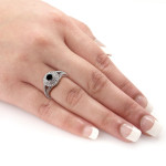 1ct TDW Round Black Diamond Cluster Engagement Ring - Handcrafted By Name My Rings™