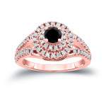 1ct TDW Round Black Diamond Cluster Engagement Ring - Handcrafted By Name My Rings™