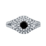 1ct TDW Round Black Diamond Cluster Engagement Ring - Handcrafted By Name My Rings™