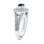 1ct TDW Round Black Diamond Cluster Engagement Ring - Handcrafted By Name My Rings™