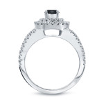 1ct TDW Round Black Diamond Cluster Engagement Ring - Handcrafted By Name My Rings™