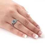 1ct TDW Round Blue Diamond Cluster Engagement Ring - Handcrafted By Name My Rings™