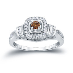 2/5ct TDW Halo Brown Diamond Engagement Ring - Handcrafted By Name My Rings™