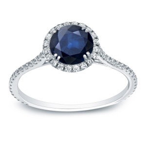 3/4ct Blue Sapphire and 3/4ct TDW Round Diamonds Engagement - Handcrafted By Name My Rings™