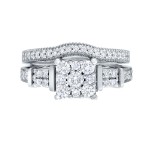 3/4ct TDW Cluster Diamond Bridal Ring Set - Handcrafted By Name My Rings™