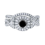 3/4ct TDW Halo Black Diamond Braided Bridal Ring Set - Handcrafted By Name My Rings™