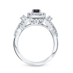 3/4ct TDW Halo Black Diamond Braided Bridal Ring Set - Handcrafted By Name My Rings™