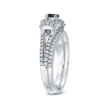 3/4ct TDW Halo Black Diamond Wedding Ring Sets - Handcrafted By Name My Rings™