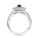 3/4ct TDW Halo Black Diamond Wedding Ring Sets - Handcrafted By Name My Rings™