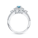 3/4ct TDW Halo Blue Diamond Braided Bridal Ring Set - Handcrafted By Name My Rings™